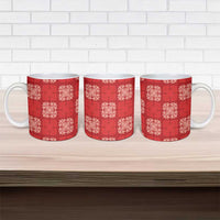 Red Palaka Quilt Hawaii Ceramic Mug Traditional Hawaii-plaid Pattern - Polynesian Pride