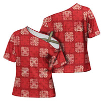 Red Palaka Quilt Hawaii Cross Shoulder Shirt Traditional Hawaii-plaid Pattern - Polynesian Pride