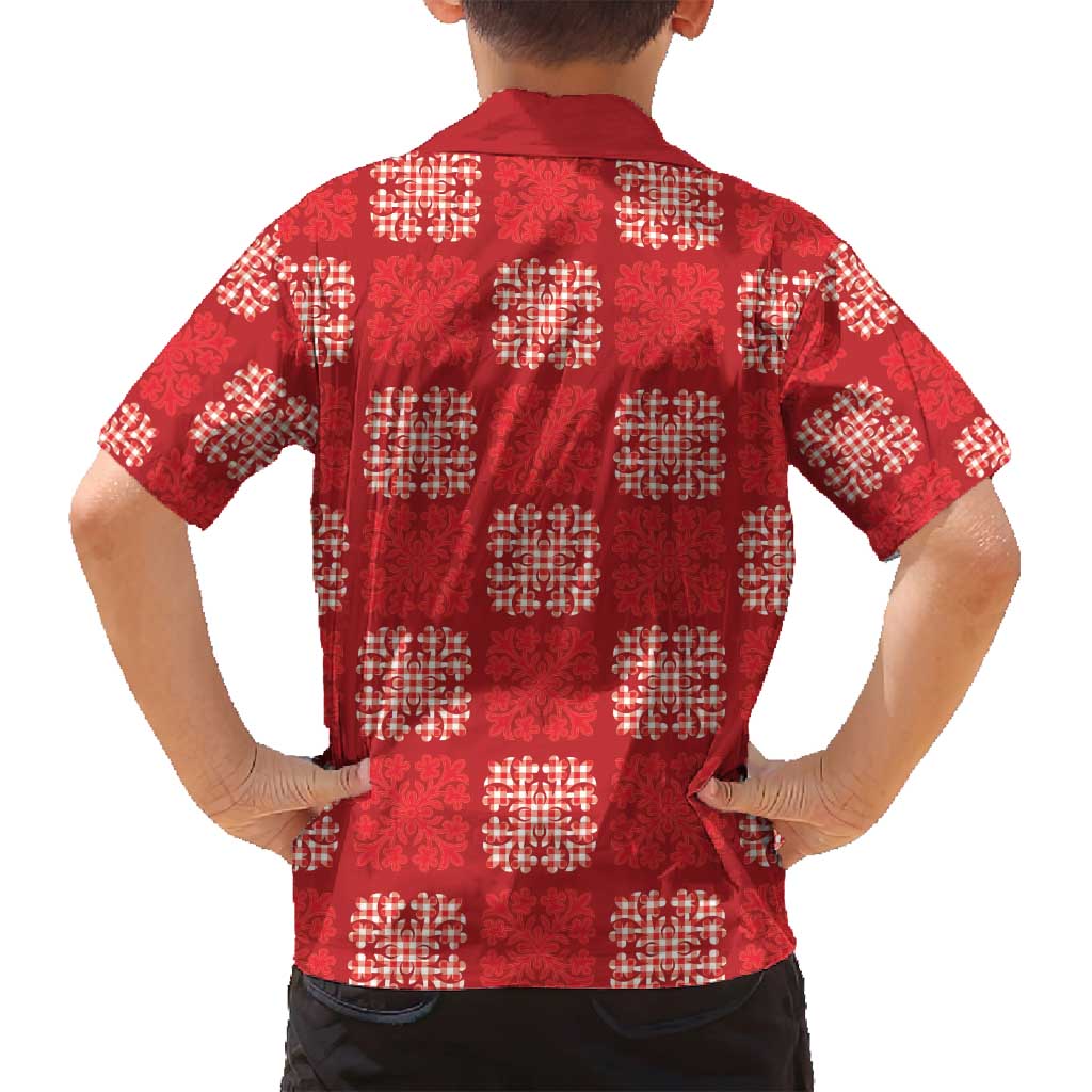 Red Palaka Quilt Hawaii Family Matching Puletasi and Hawaiian Shirt Traditional Hawaii-plaid Pattern - Polynesian Pride