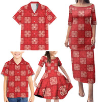 Red Palaka Quilt Hawaii Family Matching Puletasi and Hawaiian Shirt Traditional Hawaii-plaid Pattern - Polynesian Pride