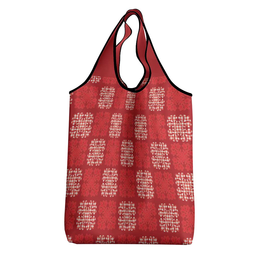 Red Palaka Quilt Hawaii Grocery Bag Traditional Hawaii-plaid Pattern - Polynesian Pride