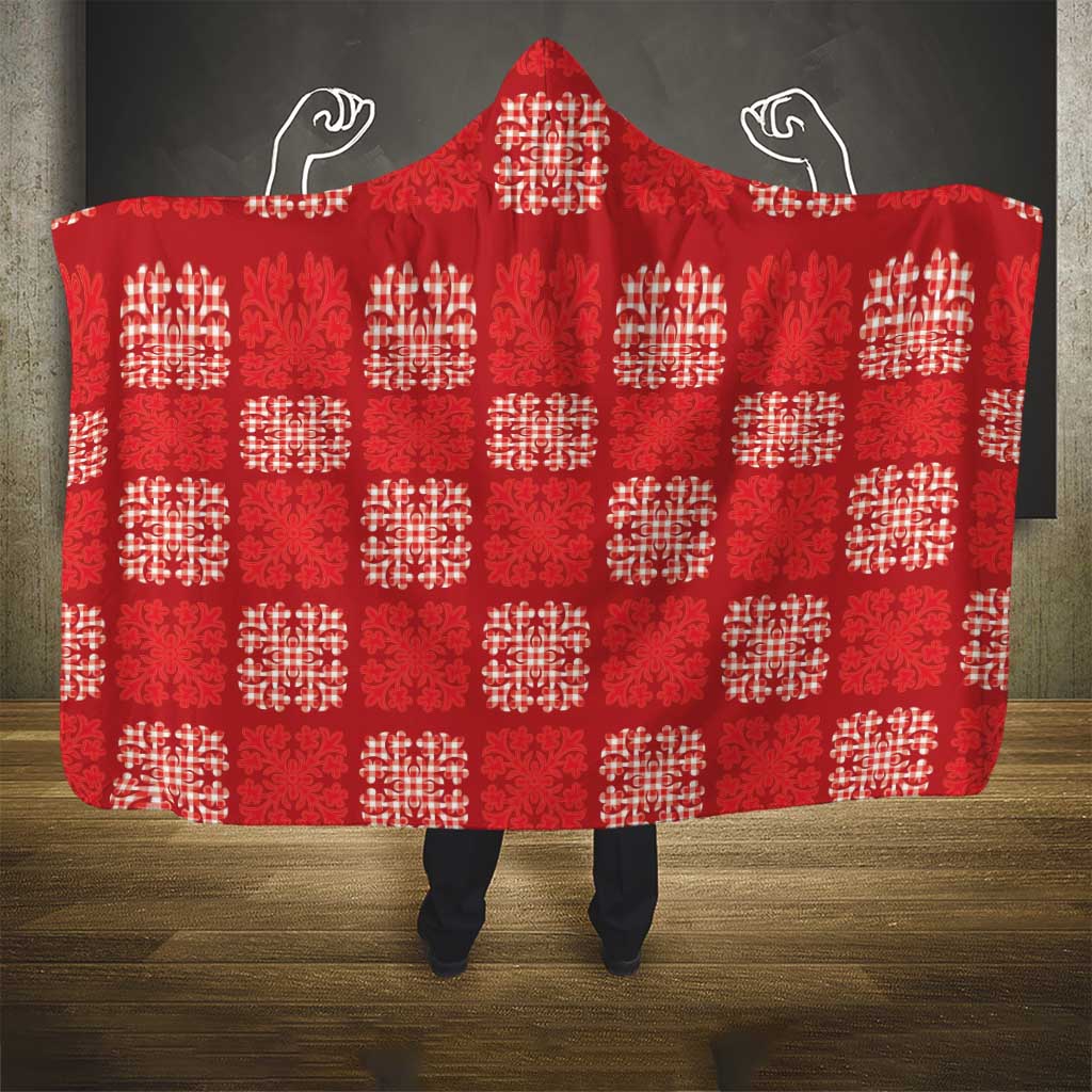 Red Palaka Quilt Hawaii Hooded Blanket Traditional Hawaii-plaid Pattern - Polynesian Pride