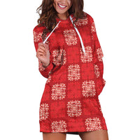 Red Palaka Quilt Hawaii Hoodie Dress Traditional Hawaii-plaid Pattern - Polynesian Pride