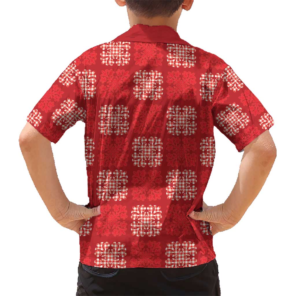 Red Palaka Quilt Hawaii Kid Hawaiian Shirt Traditional Hawaii-plaid Pattern - Polynesian Pride