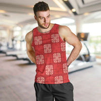 Red Palaka Quilt Hawaii Men Tank Top Traditional Hawaii-plaid Pattern - Polynesian Pride