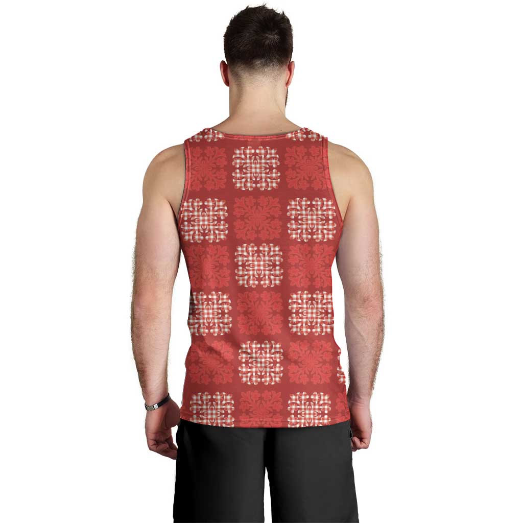 Red Palaka Quilt Hawaii Men Tank Top Traditional Hawaii-plaid Pattern - Polynesian Pride
