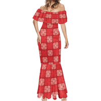 Red Palaka Quilt Hawaii Mermaid Dress Traditional Hawaii-plaid Pattern - Polynesian Pride