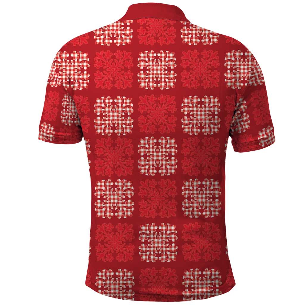 Red Palaka Quilt Hawaii Polo Shirt Traditional Hawaii-plaid Pattern - Polynesian Pride