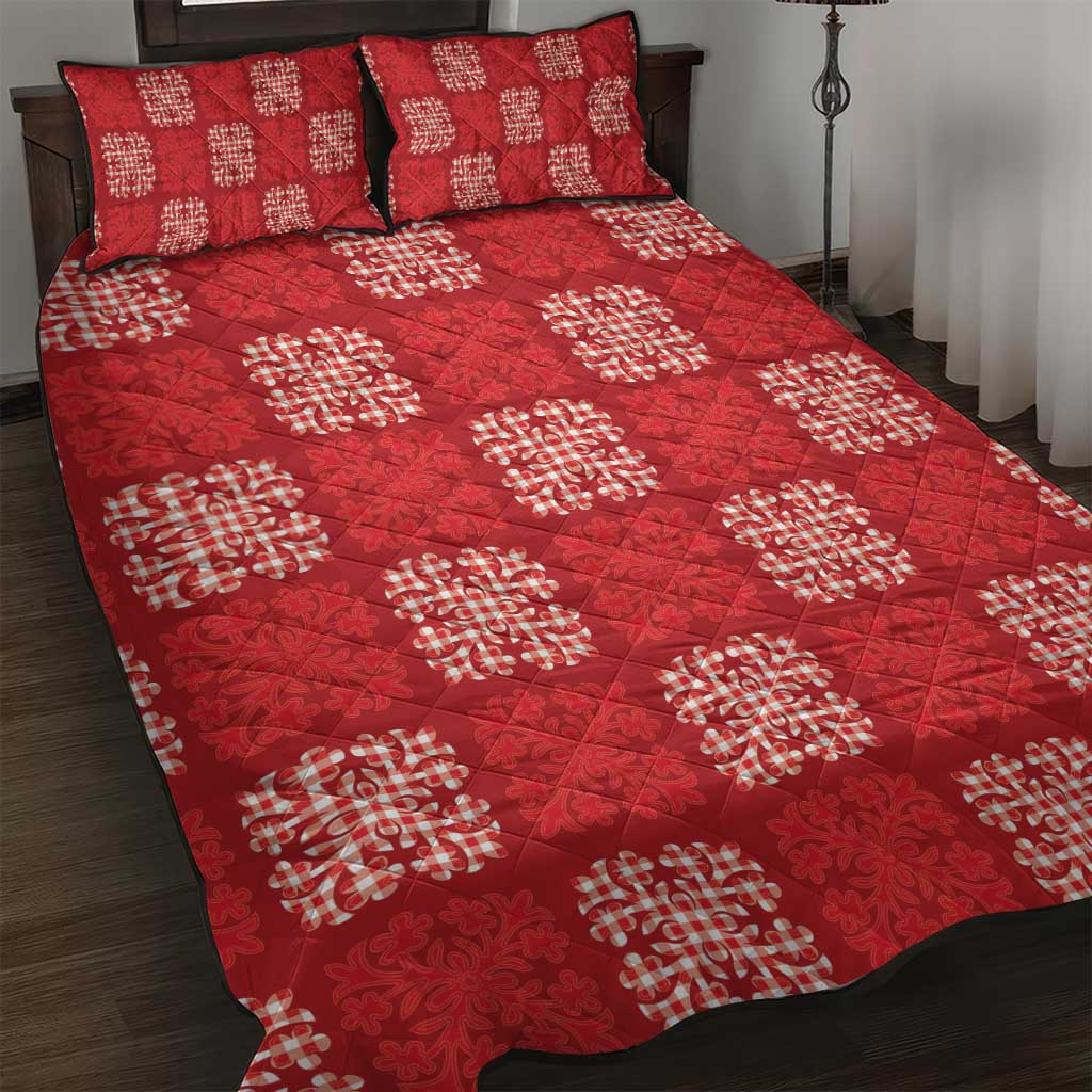 Red Palaka Quilt Hawaii Quilt Bed Set Traditional Hawaii-plaid Pattern - Polynesian Pride