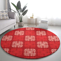 Red Palaka Quilt Hawaii Round Carpet Traditional Hawaii-plaid Pattern - Polynesian Pride