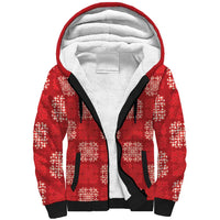 Red Palaka Quilt Hawaii Sherpa Hoodie Traditional Hawaii-plaid Pattern - Polynesian Pride