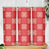 Red Palaka Quilt Hawaii Skinny Tumbler Traditional Hawaii-plaid Pattern - Polynesian Pride