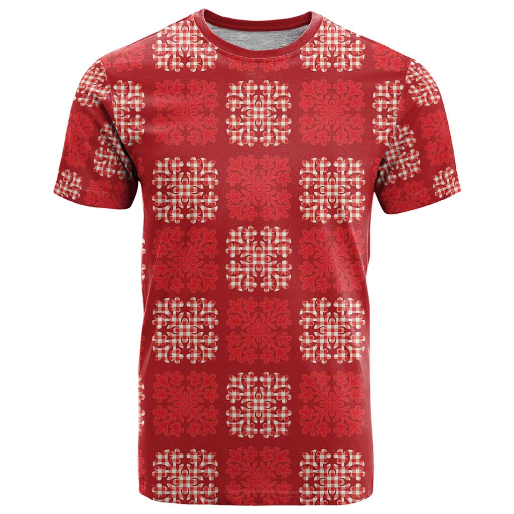 Red Palaka Quilt Hawaii T Shirt Traditional Hawaii-plaid Pattern - Polynesian Pride