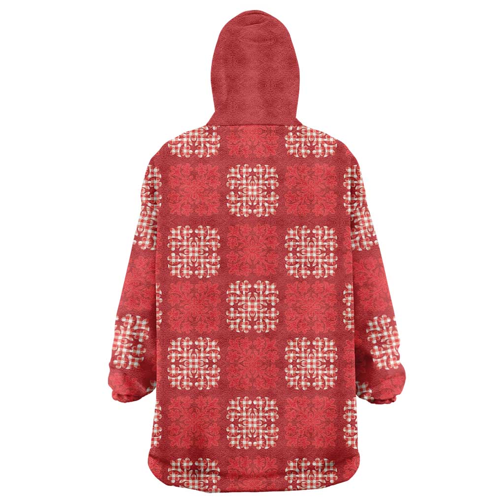 Red Palaka Quilt Hawaii Wearable Blanket Hoodie Traditional Hawaii-plaid Pattern - Polynesian Pride