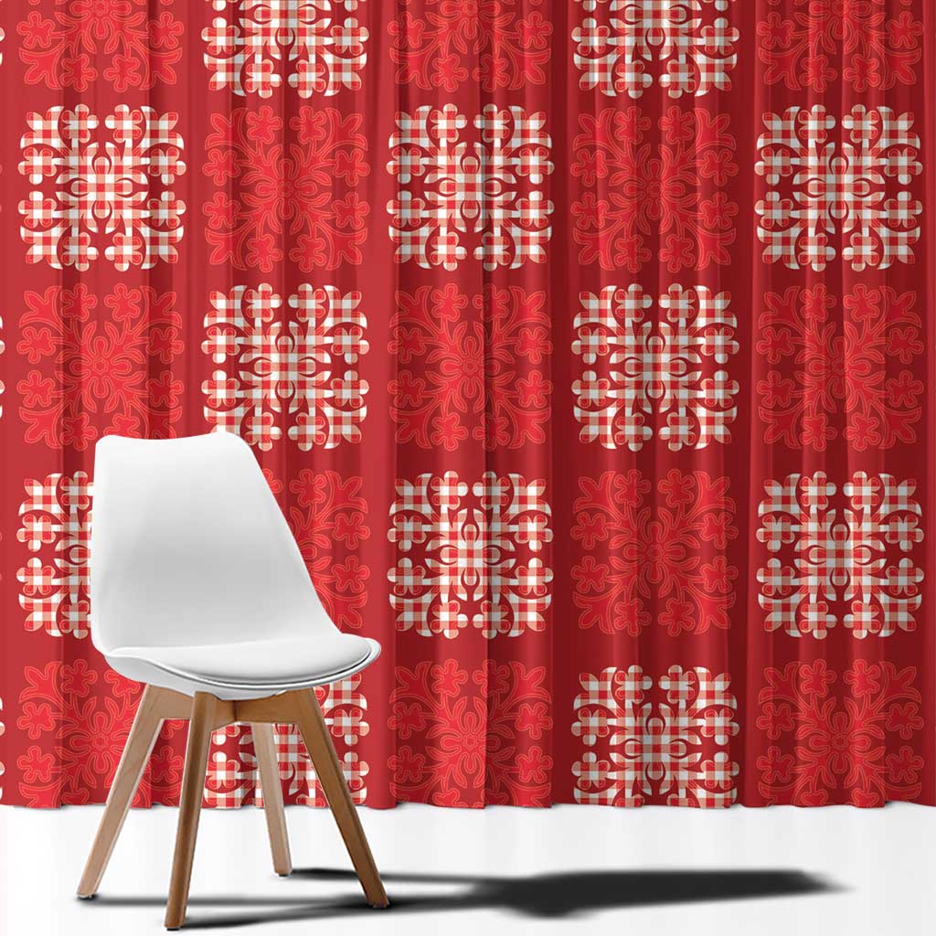 Red Palaka Quilt Hawaii Window Curtain Traditional Hawaii-plaid Pattern - Polynesian Pride