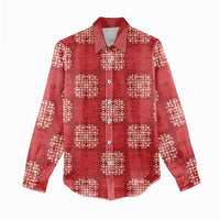 Red Palaka Quilt Hawaii Women Casual Shirt Traditional Hawaii-plaid Pattern - Polynesian Pride