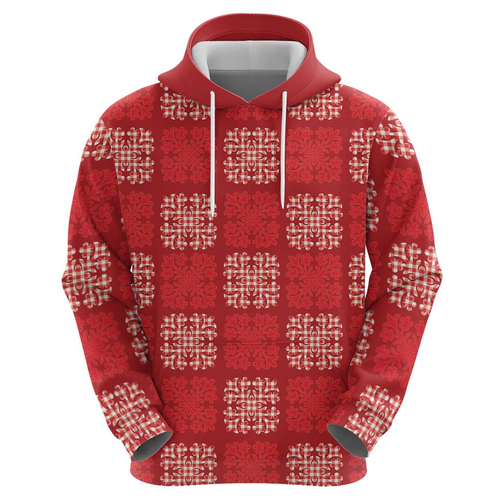 Red Palaka Quilt Hawaii Zip Hoodie Traditional Hawaii-plaid Pattern - Polynesian Pride