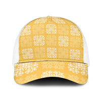Yellow Palaka Quilt Hawaii Baseball Net Cap Traditional Hawaii-plaid Pattern - Polynesian Pride
