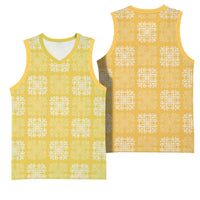 Yellow Palaka Quilt Hawaii Basketball Jersey Traditional Hawaii-plaid Pattern - Polynesian Pride