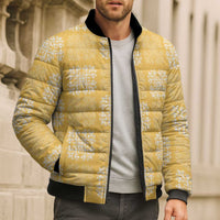 Yellow Palaka Quilt Hawaii Bomber Puffer Jacket Traditional Hawaii-plaid Pattern - Polynesian Pride