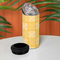 Yellow Palaka Quilt Hawaii 4 in 1 Can Cooler Tumbler Traditional Hawaii-plaid Pattern - Polynesian Pride