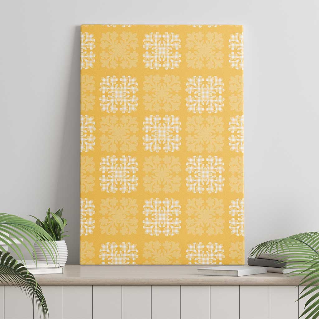 Yellow Palaka Quilt Hawaii Canvas Wall Art Traditional Hawaii-plaid Pattern - Polynesian Pride