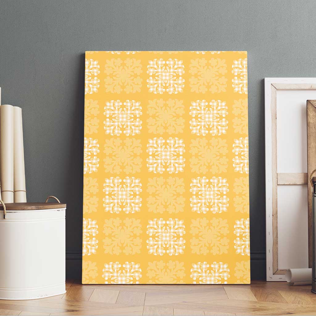 Yellow Palaka Quilt Hawaii Canvas Wall Art Traditional Hawaii-plaid Pattern - Polynesian Pride