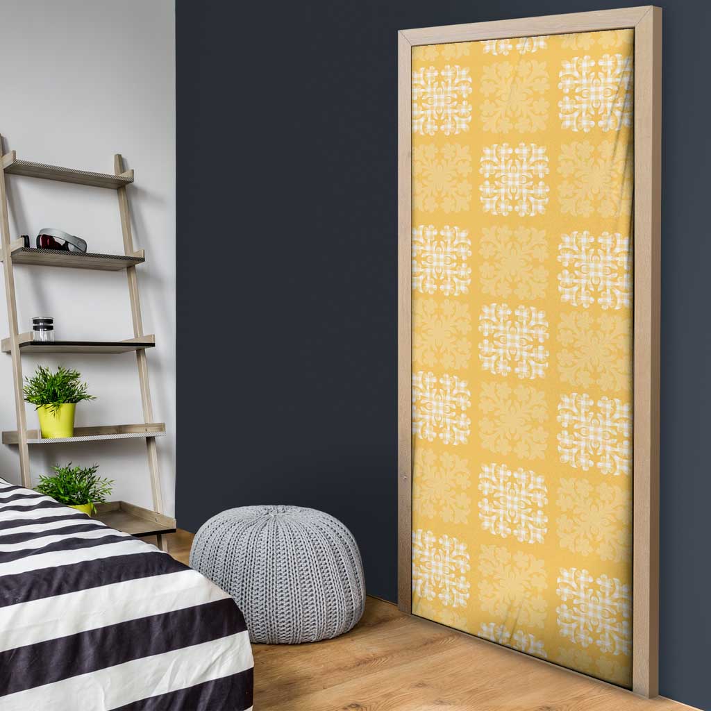 Yellow Palaka Quilt Hawaii Door Cover Traditional Hawaii-plaid Pattern - Polynesian Pride
