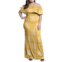 Yellow Palaka Quilt Hawaii Family Matching Off Shoulder Maxi Dress and Hawaiian Shirt Traditional Hawaii-plaid Pattern - Polynesian Pride