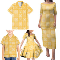 Yellow Palaka Quilt Hawaii Family Matching Puletasi and Hawaiian Shirt Traditional Hawaii-plaid Pattern - Polynesian Pride