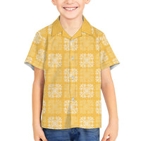 Yellow Palaka Quilt Hawaii Family Matching Puletasi and Hawaiian Shirt Traditional Hawaii-plaid Pattern - Polynesian Pride
