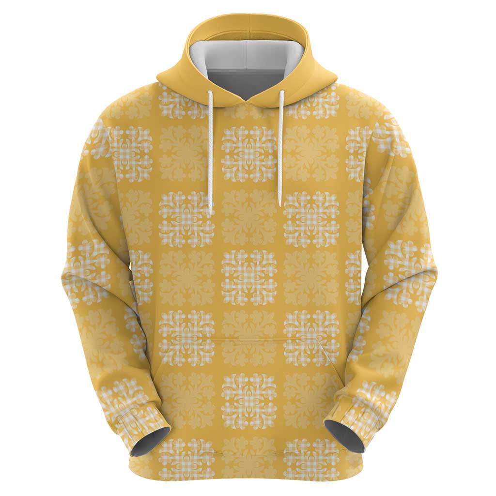 Yellow Palaka Quilt Hawaii Hoodie Traditional Hawaii-plaid Pattern - Polynesian Pride