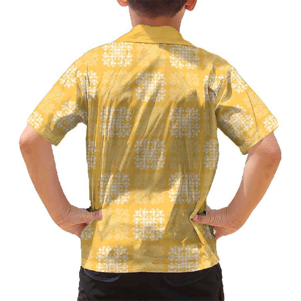 Yellow Palaka Quilt Hawaii Kid Hawaiian Shirt Traditional Hawaii-plaid Pattern - Polynesian Pride