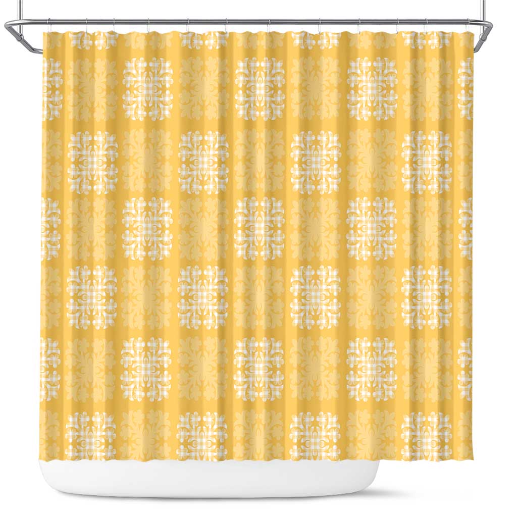 Yellow Palaka Quilt Hawaii Shower Curtain Traditional Hawaii-plaid Pattern - undefined