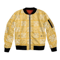Yellow Palaka Quilt Hawaii Sleeve Zip Bomber Jacket Traditional Hawaii-plaid Pattern - Polynesian Pride