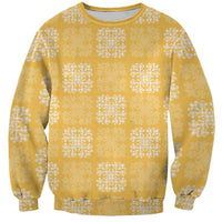 Yellow Palaka Quilt Hawaii Sweatshirt Traditional Hawaii-plaid Pattern - Polynesian Pride