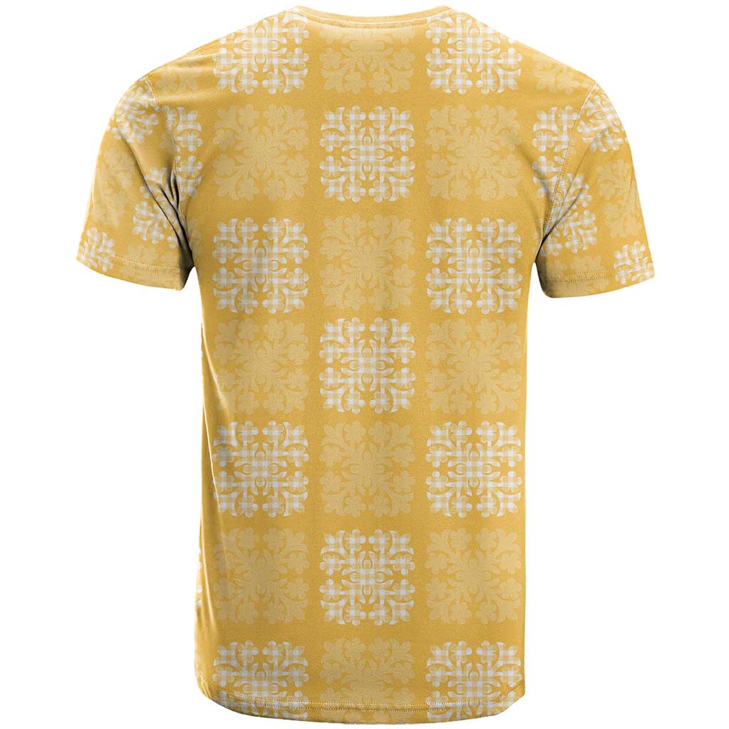 Yellow Palaka Quilt Hawaii T Shirt Traditional Hawaii-plaid Pattern - Polynesian Pride