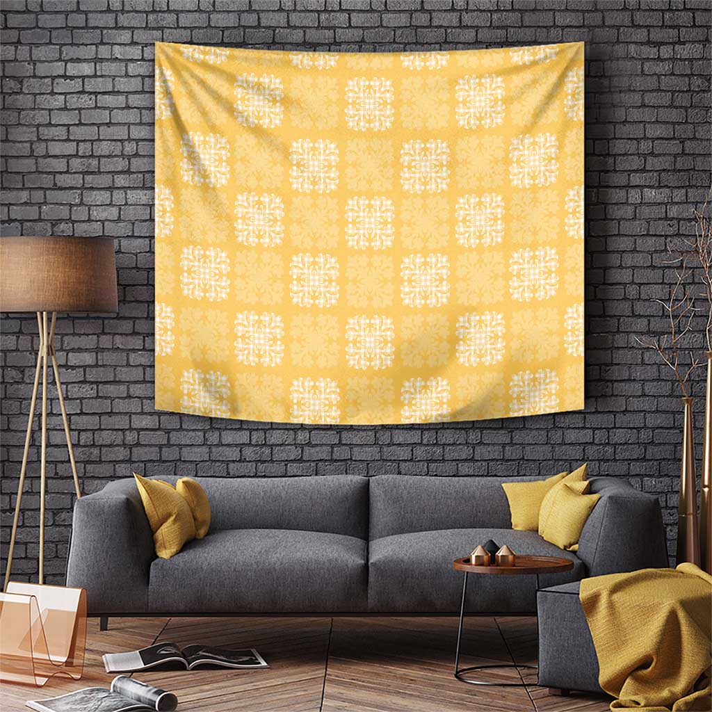 Yellow Palaka Quilt Hawaii Tapestry Traditional Hawaii-plaid Pattern - Polynesian Pride