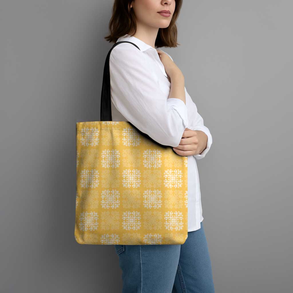 Yellow Palaka Quilt Hawaii Tote Bag Traditional Hawaii-plaid Pattern - Polynesian Pride