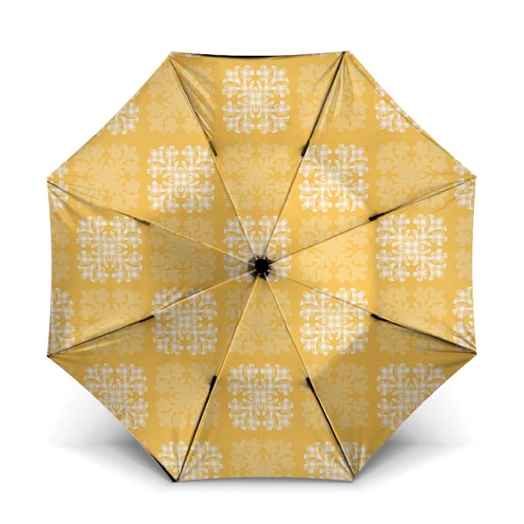 Yellow Palaka Quilt Hawaii Umbrella Traditional Hawaii-plaid Pattern - Polynesian Pride