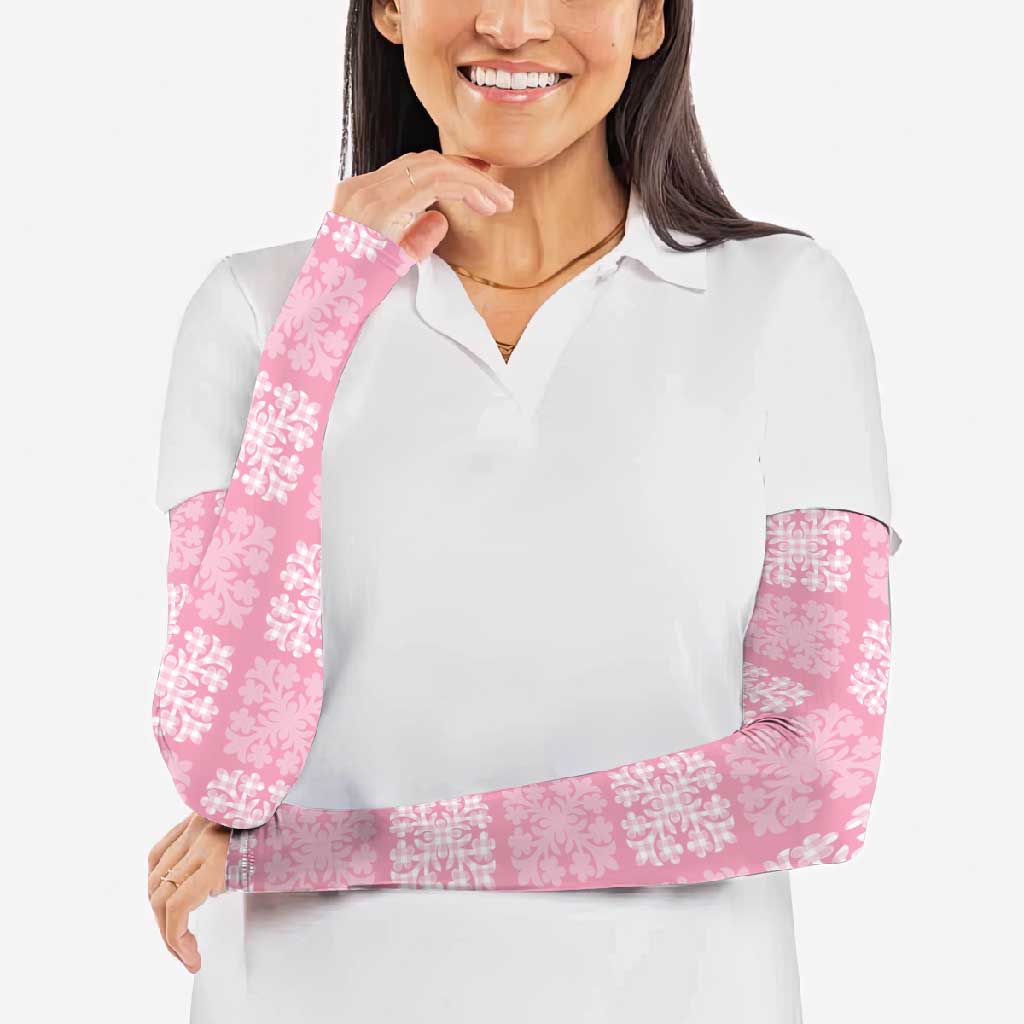 Pink Palaka Quilt Hawaii Arm Sleeves Traditional Hawaii-plaid Pattern - Polynesian Pride