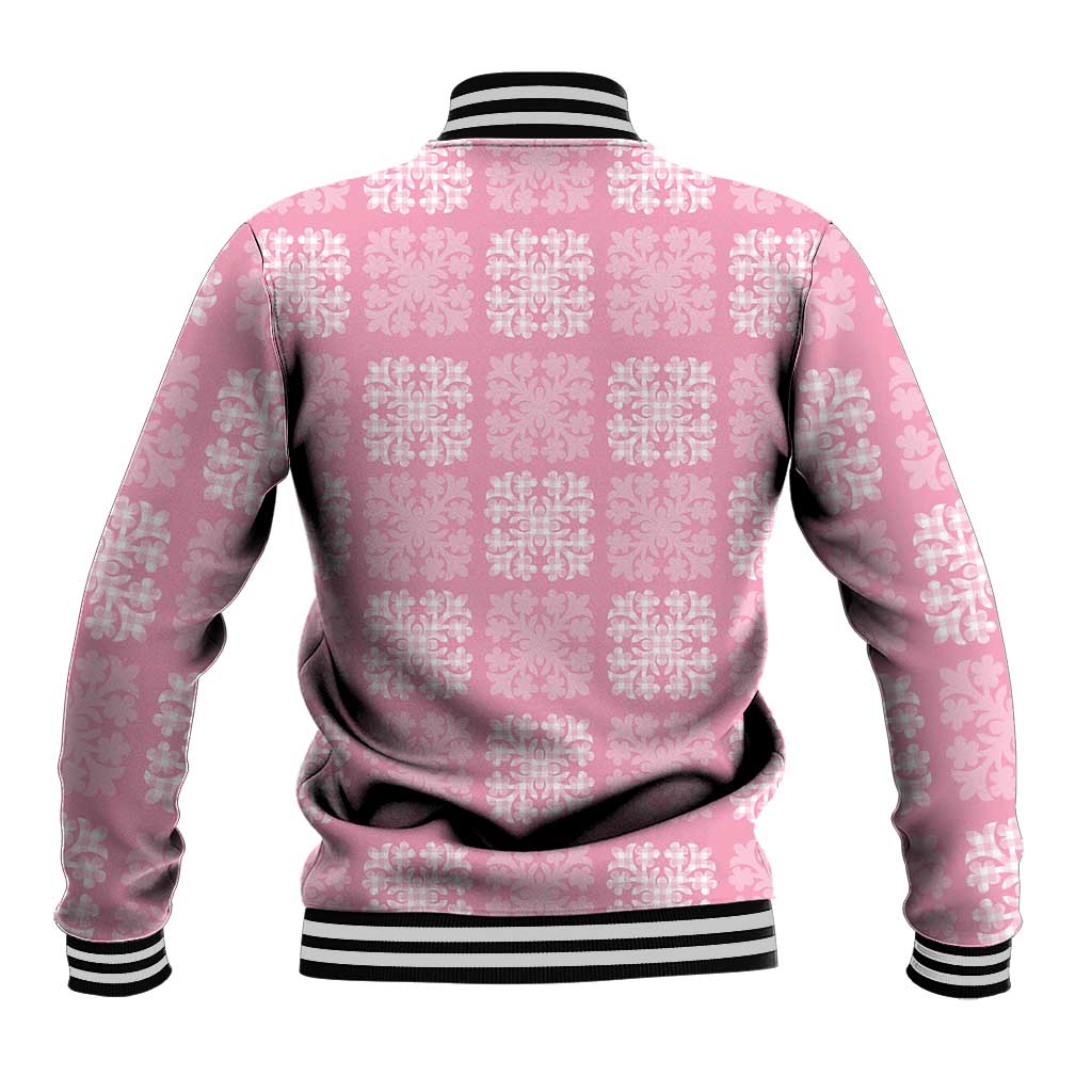 Pink Palaka Quilt Hawaii Baseball Jacket Traditional Hawaii-plaid Pattern - Polynesian Pride