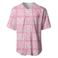 Pink Palaka Quilt Hawaii Baseball Jersey Traditional Hawaii-plaid Pattern - Polynesian Pride