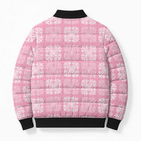 Pink Palaka Quilt Hawaii Bomber Puffer Jacket Traditional Hawaii-plaid Pattern - Polynesian Pride