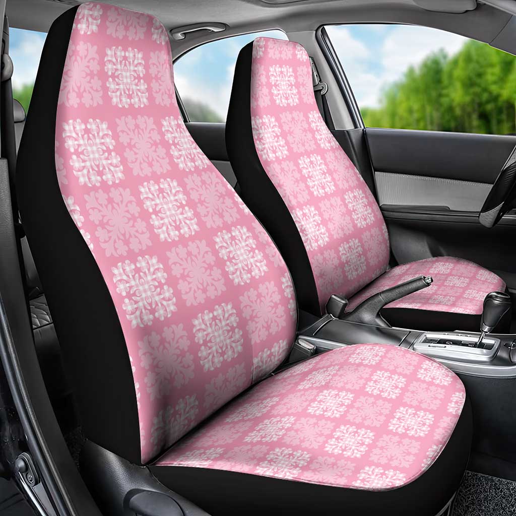 Pink Palaka Quilt Hawaii Car Seat Cover Traditional Hawaii-plaid Pattern - Polynesian Pride