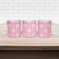 Pink Palaka Quilt Hawaii Ceramic Mug Traditional Hawaii-plaid Pattern - Polynesian Pride
