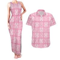 Pink Palaka Quilt Hawaii Couples Matching Tank Maxi Dress and Hawaiian Shirt Traditional Hawaii-plaid Pattern - Polynesian Pride