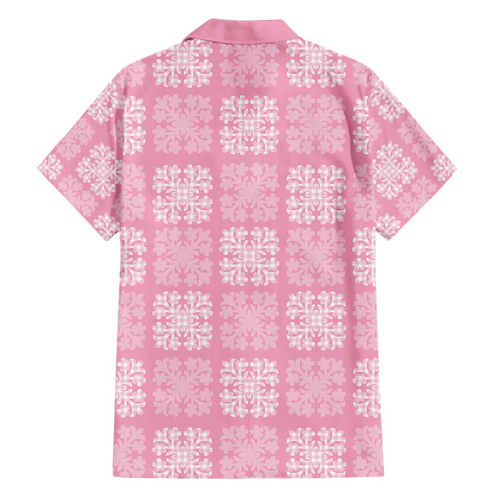 Pink Palaka Quilt Hawaii Family Matching Long Sleeve Bodycon Dress and Hawaiian Shirt Traditional Hawaii-plaid Pattern - Polynesian Pride