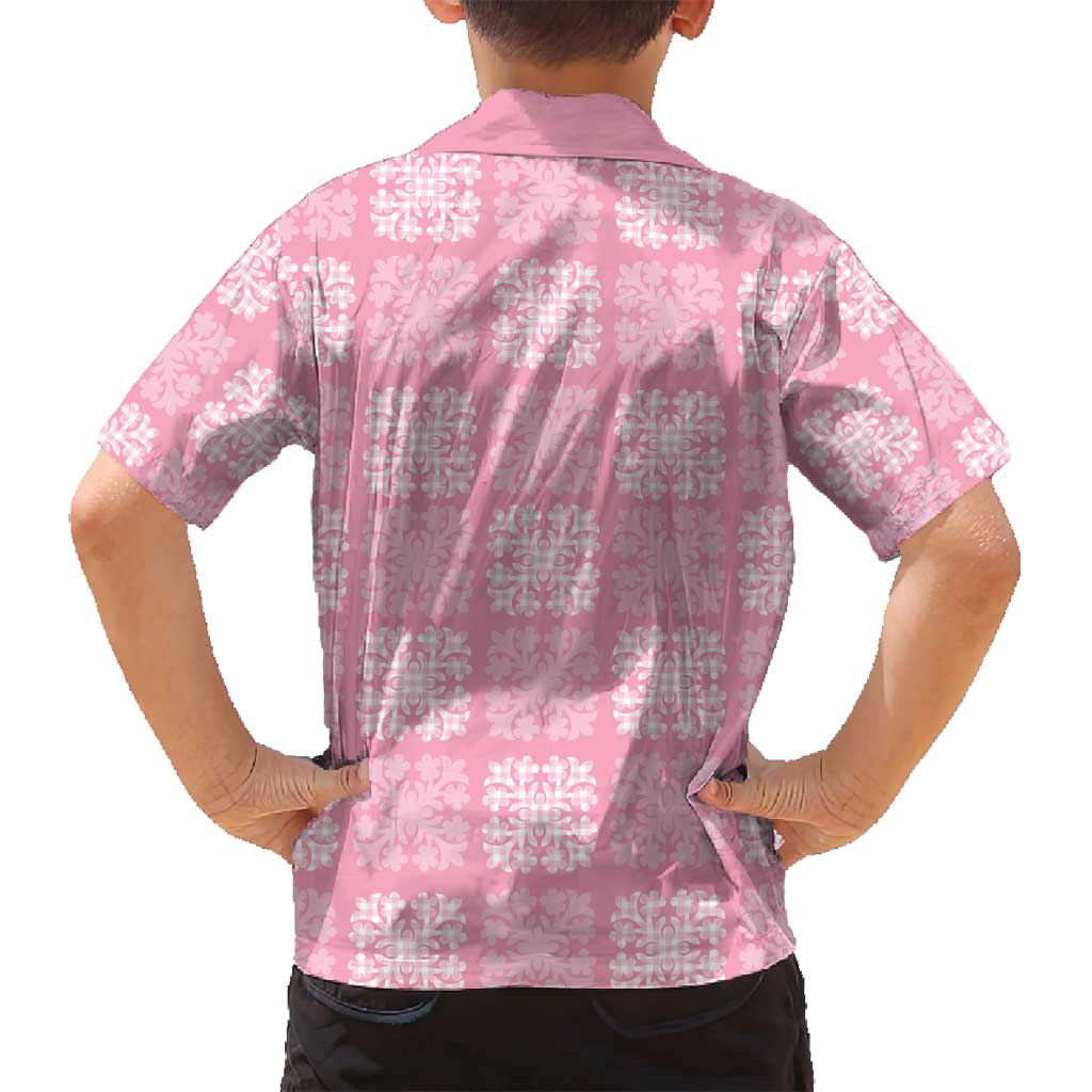 Pink Palaka Quilt Hawaii Family Matching Tank Maxi Dress and Hawaiian Shirt Traditional Hawaii-plaid Pattern - Polynesian Pride