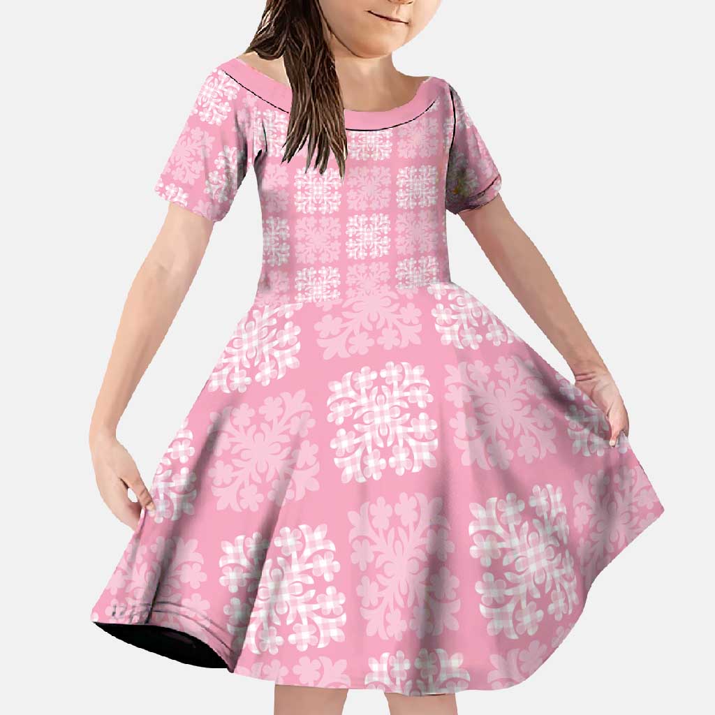 Pink Palaka Quilt Hawaii Family Matching Tank Maxi Dress and Hawaiian Shirt Traditional Hawaii-plaid Pattern - Polynesian Pride